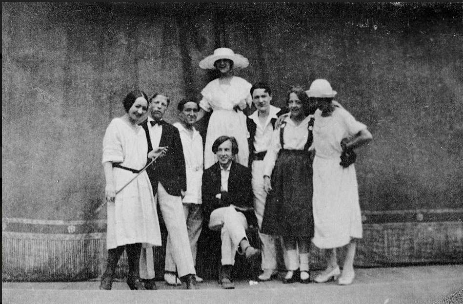 George Balanchine, seated, and other members of the State Academic Theater of Opera and Ballet, Petrograd, circa 1921